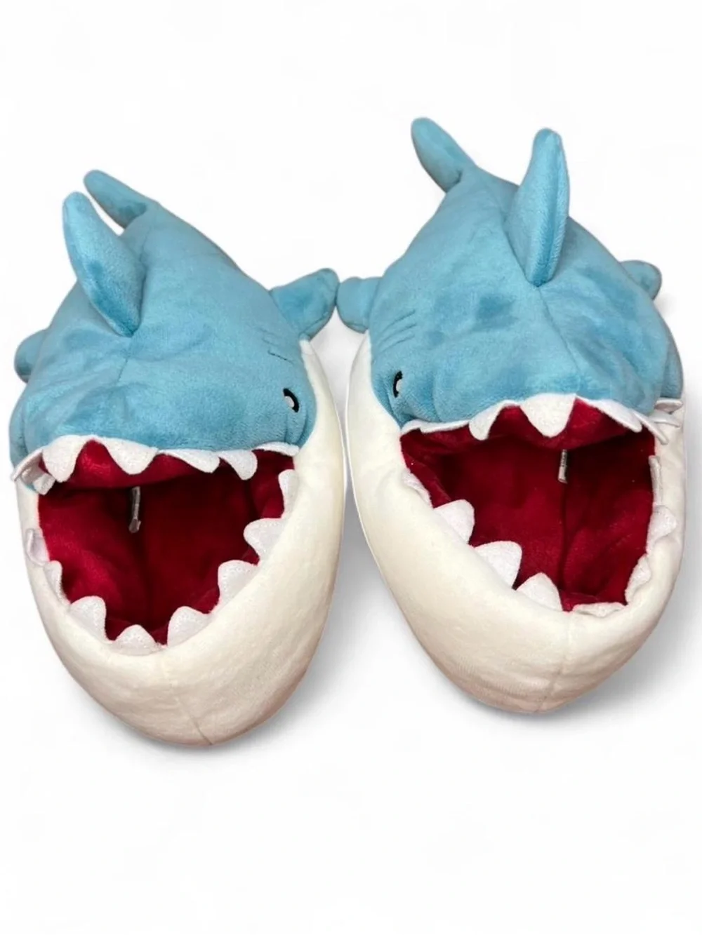 Plush Shark Slippers Slip-On Kids - Blue and White Size 13 / 1  Fun Summer